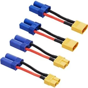 Laisomeke 4pcs XT60 to EC5 Male Female Adapter, XT60 to Male Female EC5 Connector Adapter with 50mm 14AWG Wires for RC LiPo Battery Connectors (4pack)