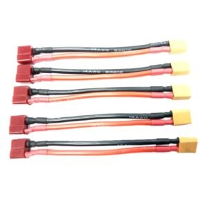 Hengfuntong-Elec 5pcs Ultra Deans T Plug Female XT30 Male Extension Adapter Cable Leads 14awg 100mm for RC Charger Leads and Battery Adapter.