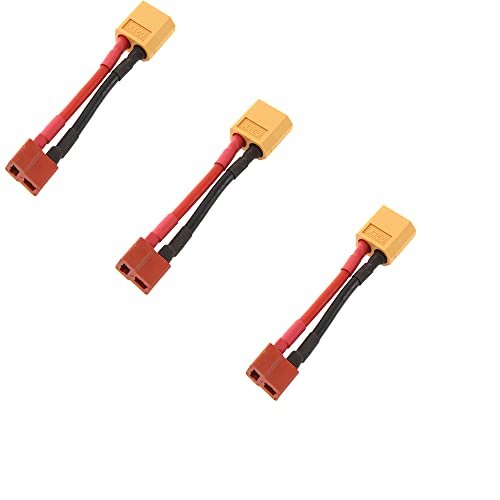 Hengfuntong Elec 3pcs Ultra Deans T Plug Female XT60 Male Extension Adapter Cable Leads 12awg 100mm for RC Charger Leads and Battery Adapter