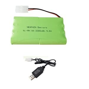 NEAFAZA 9.6V 2000mAh NiMH RC Car Battery Pack with USB Charger for RC Monster Trucks and Vehicles Available at Online RC Hobby Stores USA