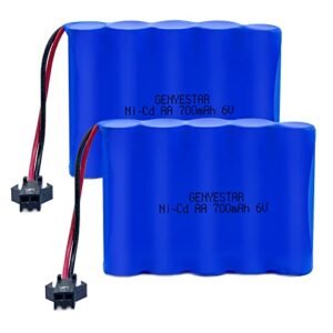 GENYESTAR 2 Pack 6 0V 700mAh Ni cd Rechargeable AA Battery Pack for Volvo RC Excavator Changing Attachments and Other RC Vehicles
