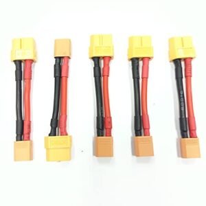 Hengfuntong-Elec XT60 Plug Female XT30 Male Extension Adapter Cable Leads 14awg 50mm for RC Charger Leads and Battery Adapter. 5pcs