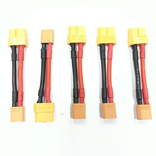 Hengfuntong Elec XT60 Female to XT30 Male Adapter Cable 14awg 50mm 5 Pack for RC Charger and Battery