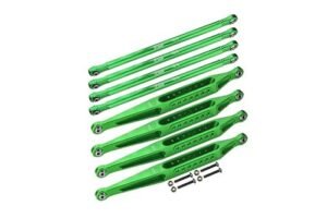 Aluminum 7075 T6 Upper Lower Link Bar Set for Tyco Grave Digger RC Truck Losi 1 8 LMT 4WD Solid Axle Monster Truck Upgrades Green