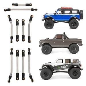 MEUS RACING SCX24 High Clearance Drift RC Car Chassis Steering Links Set 10pcs 132mm Wheelbase for SCX24 C10 Bronco Wrangler 1/24 RC Crawler