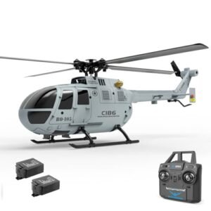 Ssccgym C186 Hover Lites RC Helicopter BO 105 Like Real Model with 6 Axis Gyroscope and 2 Batteries Grey