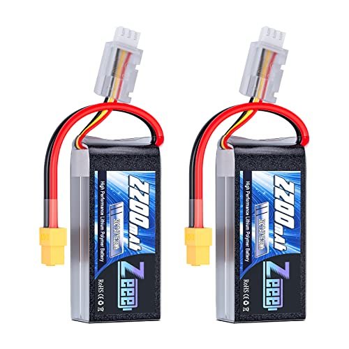 Zeee 2S Lipo Battery 2200mAh 7.4V 50C Shorty Pack with XT60 Connector for RC Truck with Helicopter and Other RC Models 2 Pack