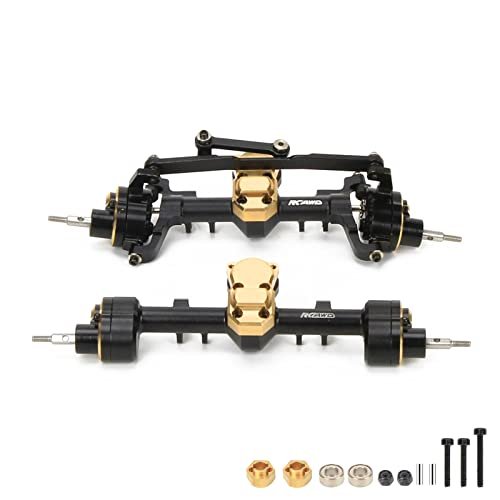 RCAWD CNC Machined Aluminum Alloy Portal Axle Housing with 24mm Hex RC Wheels and Tires for Axial SCX24 Crawlers
