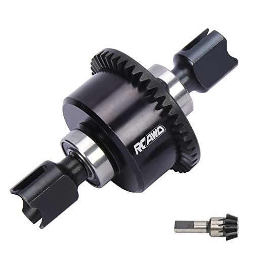 RCAWD Metal Front Rear Diff Set with RC 250 Oil Spiral 43T 10K for Arrma 1/7 1/8 6s Karton Mojave Outcast Notorious Talion RTR ARA310957 Hopups Upgrade Parts Black