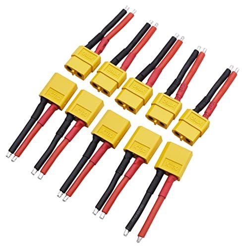 Blomiky XT60H 5 Pairs Female and Male 14AWG Silicon Wire Extension XT60 Plug Connector for Akai RC Cars Drone Lithium Battery