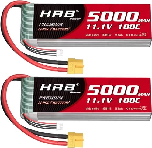 HRB 3S 5000mAh Lipo Battery XT60 100C 11.1V for Comet RC Plane RC Car Truck Boat 2 Packs