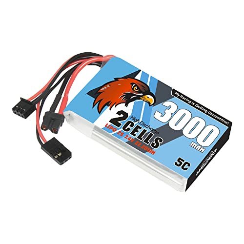 CODDAR 3000mAh 2S 7.4V 5C LiPo Battery with FUTABA and XT30 Connector for Futaba T16IZ Transmitter