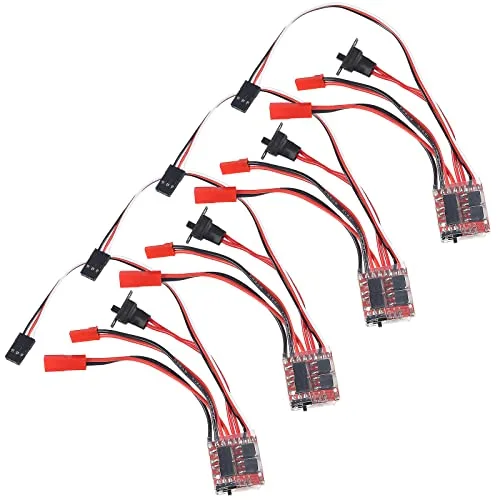 4 PCS Mini RC 20A Brushed ESC Motor Speed Controller for RC Boat Brushed Motor 2S Forward Reverse Brush Brake