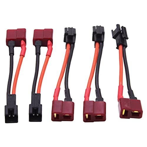 Blomiky 5 Pack Female T Plug to Male SM 2P Plug Extender Cable for RC Tires 1/8 and Smart Chargers