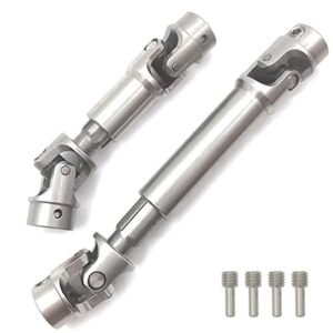 HOPLEX Bugatti Veyron RC Car Body Stainless Steel Drive Shaft Front Rear Center Driveshafts for 1/18th TRX4M Defender Bronco RC Crawler Car Upgrades 2PCS Silver