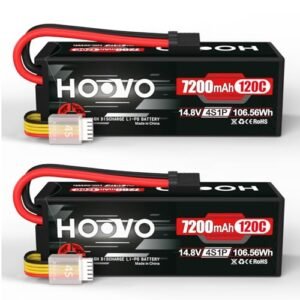 HOOVO 4S Lipo Battery 14.8V 120C 7200mAh Hard Case with TR Plug for McGruff RC Truck and 1/8 1/10 Scale RC Vehicles 2 Pack