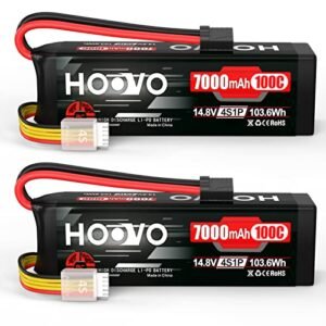 HOOVO 4S 14.8V 7000mAh 100C LiPo Battery Pack for RC 8x8 Truck X Maxx and Other RC Models 2 Pack