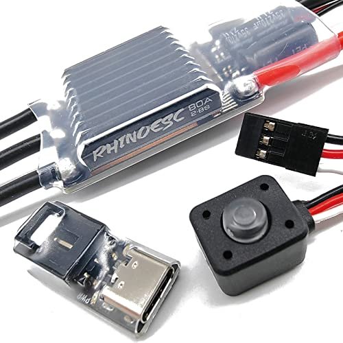 RhinoESC AM32 Crawler ESC 80A Power System for 1/10 vs 1/8 Scale RC Cars with Adjustable BEC 5 2 8 2V