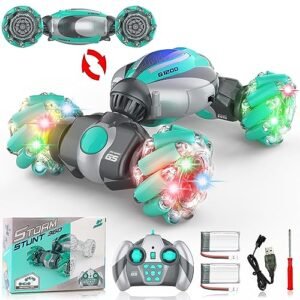 RC Stunt Car Remote Control Toy for Kids 360 Degree Flips and Drifts with Cool Lights 2.4GHz 4WD Off Road Double Sided Truck for Boys Girls Ages 6 7 8 9 10 11 12