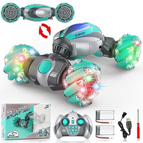 RC Stunt Car Remote Control Toy for Kids 360 Degree Flips and Drifts with Cool Lights 2.4GHz 4WD Off Road Double Sided Truck for Boys Girls Ages 6 7 8 9 10 11 12