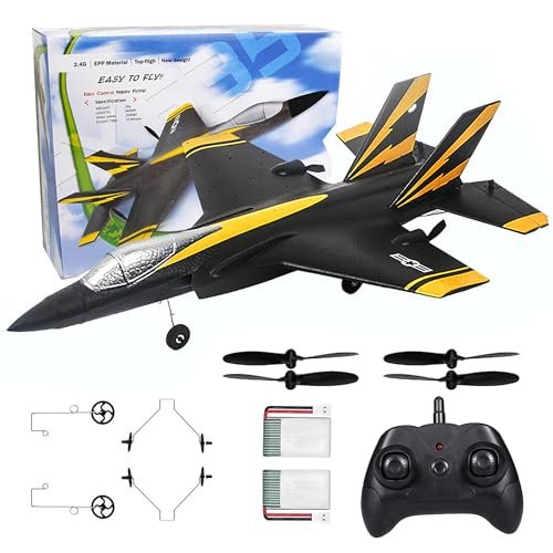 Eayaele Foam F-35 RC 2CH Remote Control Fighter Jet Plane Airplane Toy for Adults Kids Boys Beginners Easy Ready to Fly (Black)