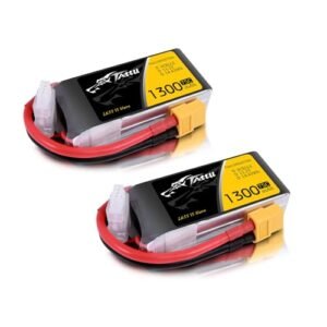Tattu 11.1V 1300mAh 75C 3S LiPo Battery Pack XT60 Plug 2 Pack