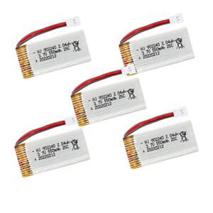 OooSure 5 Pack 3.7V 550mAh 25C 902240 Rechargeable Lithium Batteries with PH2.0 Connector for RC Drones and Toys