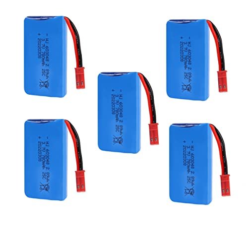 OooSure 5 Pack 3.7V 780mAh 25C 603048 Rechargeable Lithium Batteries SM2P JST XH2.54 PH2.0 Connector for RC Drones Toys