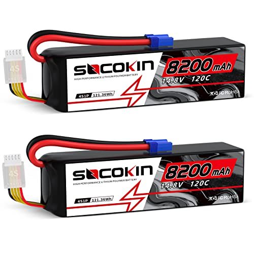 Socokin 4S Lipo Battery 14.8V 8200mAh 120C with EC5 Plug for Build Your Own RC Truck Online and Other RC Models