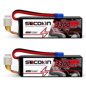 Socokin 6S Lipo Battery 22.2V 3300mAh 120C Lipo RC Battery EC5 Plug Soft Case for RC Car Boat RC Racing Truck Helicopter Airplane 2 Pack