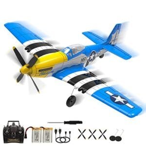 P51D RC Glider Radio Control Plane 4CH 2.4GHz RTF P51 Mustang Fighter Aircraft with 6Gyro Xpilot Stabilization for Beginners