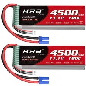 HRB 2PCS 3S 4500mAh Lipo Battery EC5 100C 11.1V for Combat RC Plane Plans and Other RC Vehicles