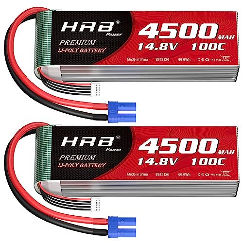 HRB 4S 4500mAh Lipo Battery EC5 100C 14.8V for F 14 RC Jet Turbine Plane RC Car Truck Boat 2PCS