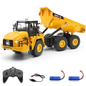Fistone 1/10 Scale RC Dump Truck Toy 11 Channel Remote Control Construction Vehicle with Lights and Sounds for Boys Ages 8 12
