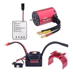 KingVal Replacement 3650 3600KV Waterproof Brushless Motor Shaft 3.175mm with 60A Brushless ESC and Program Card Heatsink Combo for 1/10 RC Car Pay RC Willey Credit Card