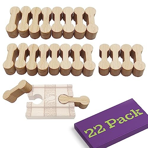 Zany Trains Deluxe RC 22 Pcs Wooden Dog Bone Track Connector Pack for Wooden Train Sets