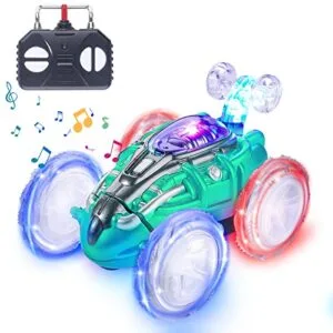 Afqjf RC Stunt Cars, 360C Electric Vehicle with Sound, Lights & Headlights, Crawler Toy for Kids 3-12