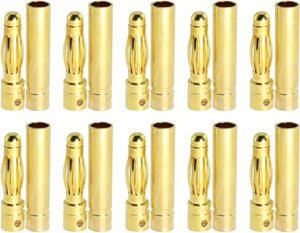 MEETOOT 20 Pairs 4mm Gold Plated Brass Bullet Banana Plugs Male Female Connectors for ESC Battery Motor