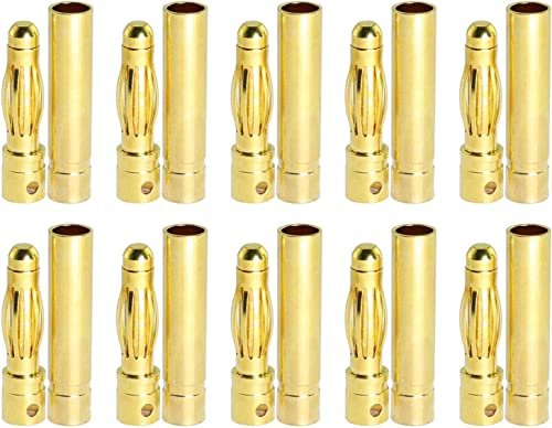 MEETOOT 20 Pairs 4mm Gold Plated Brass Bullet Banana Plugs Male Female Connectors for ESC Battery Motor