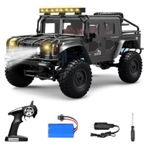 GoolRC 1/12 Scale Temu RC Truck 2.4GHz 4WD Off Road All Terrain Monster Rock Crawler with LED Lights Waterproof Hobby Grade Toy for Adults Black