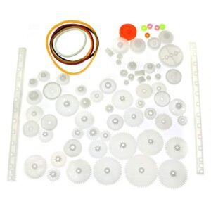 MEETOOT Robot RC Robot DIY Transmission Plastic Motor Gear Package with Shaft Tire Gear Bushing for Toy Gear Pulley Model Technology