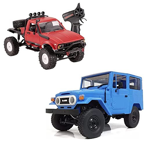 The perseids RC Truck 1/16 RC Rock Crawler 2.4G 4WD Remote Control Offroad Car RC Semi Trucks and Trailer All Terrain Cars, RC Pickup Truck Racing Climber Vehicles RTR Ideal Gift(WPL C14+WPL C34)