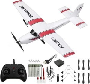 Ouhgnoh Cessna RC Plane Plans Foam 2.4Ghz 2 Channels Remote Control Airplane with 3 Batteries for Kids and Beginners