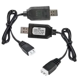XH 3P 7.4V 2S Lipo Battery USB Charger Cable 2 Pack RC Drone Battery Charger for Gel Blaster Splatter Ball Gun and SCX24 RC Car