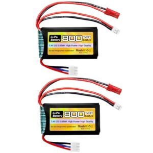 Sea Jump 2PCS 7.4V LiPo 2S 50C 800mAh RC Battery with JST and PH2.0 Plug for SCX24 RC Car Truck and Drone Compatible with Most 1/10 1/16 1/18 1/24 Scale Models RC Willey Payment Address