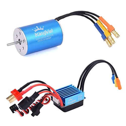 KingVal Replacement 2435 6100KV Sensorless Brushless Motor Shaft 2.3mm with 35A Brushless ESC Perfect for RC Biplane Plans and 1/16 1/18 RC Cars