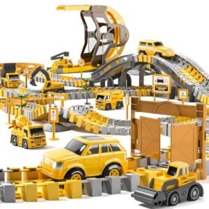 TEMI 252 Piece Construction Toy Race Track Set with 8 Cars Among the Best RC Track Cars for Kids Age 3 to 8