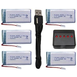 RC Willey Pay My Bill SYMA X5SW X5SC Drone Upgrade Kit 5pcs 1200mAh 3.7V Lipo Battery and Charger