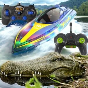 Akargol Ultimate Aquatic Adventure Bundle RC Boat with LED Light and Remote Control Alligator Head – Fun for Kids and Adults in Pools and Lakes!