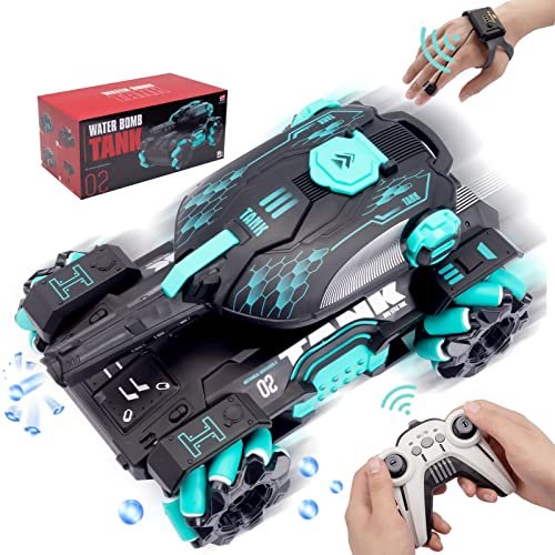 Bindove RC Submarine Shooting Torpedoes Remote Control Toy with LED Lights and Gesture Control for Kids Blue
